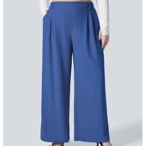 Halara Flex High Wasted Wide Leg Waffle Work Pants In Blue Size XL Tall Pull On